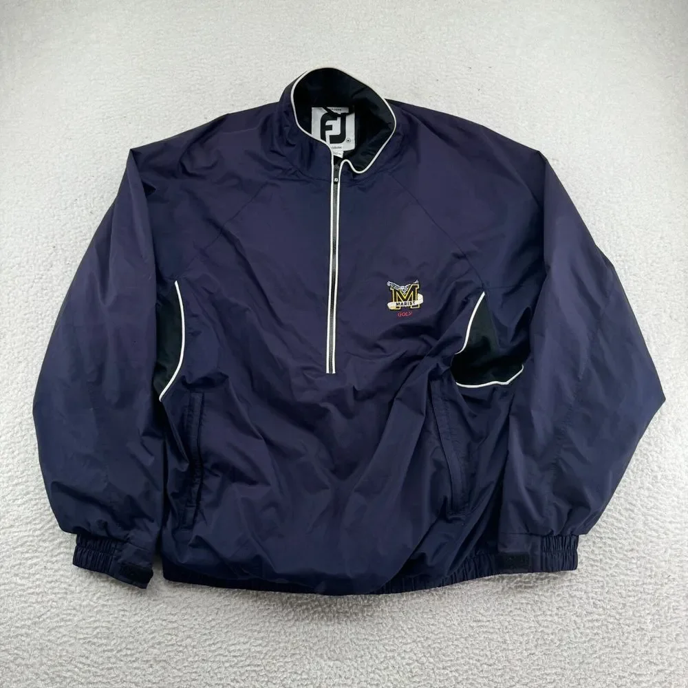 FootJoy‎ DryJoys 3/4 Zip Pullover Mens Medium Blue Windbreaker Marist Golf Logo